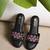 women embellished party platform sandals | upper black wedges | slip-on ethnic footwear for celebrations