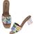 women printed open toe block mules heels | slip-on sandals | ethnic wear | multi-color stylish footwear