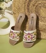 women embellished ethnic block heel sandals | upper | slip-on | perfect for ethnic wear & special occasions