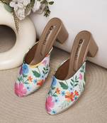 women printed ethnic block sandals | slip-on sandals | multi-color ethnic wear footwear
