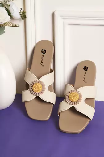 women's textured open toe flats elegant embroidered canvas slip-on for ethnic wear