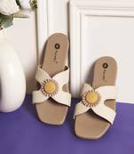 women's textured open toe flats elegant embroidered canvas slip-on for ethnic wear