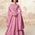 Pink embroidery & sequins  work silk gown- free size stitching (size upto 42")