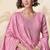Pink embroidery & sequins  work silk gown- free size stitching (size upto 42")