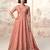 Peach embroidery & sequins  work silk gown- free size stitching (size upto 42")