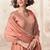 Peach embroidery & sequins  work silk gown- free size stitching (size upto 42")