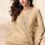 Cream embroidery & sequins  work silk gown- free size stitching (size upto 42")