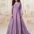 Lilac embroidery & sequins  work silk gown- free size stitching (size upto 42")
