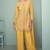 Light yellow embroidery , plastic mirror & sequins work chinnon straight pant - free size stitching (size upto 42")