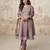 Simar mauve zari embroidery , sequins work simar silk  anarkali pant- free size stitching (size upto 42")