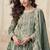 Simar green zari embroidery , sequins work simar silk  anarkali pant- free size stitching (size upto 42")