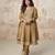 Brown zari embroidery , sequins work simar silk  anarkali pant- free size stitching (size upto 42")