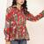 Navy blue tropical print angrakha style cotton kurta top