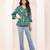 Navy blue tropical print angrakha style cotton kurta top