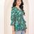 Navy blue tropical print angrakha style cotton kurta top