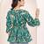 Navy blue tropical print angrakha style cotton kurta top