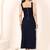 Navy blue tropical print angrakha style cotton kurta top