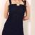 Navy blue tropical print angrakha style cotton kurta top
