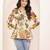 Navy blue tropical print angrakha style cotton kurta top