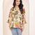 Navy blue tropical print angrakha style cotton kurta top