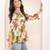 Navy blue tropical print angrakha style cotton kurta top