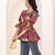 Navy blue tropical print angrakha style cotton kurta top