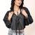 Navy blue tropical print angrakha style cotton kurta top