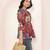 Navy blue tropical print angrakha style cotton kurta top