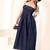 Navy blue tropical print angrakha style cotton kurta top