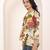Navy blue tropical print angrakha style cotton kurta top