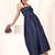 Navy blue tropical print angrakha style cotton kurta top