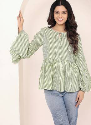 Navy blue tropical print angrakha style cotton kurta top 4