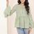 Navy blue tropical print angrakha style cotton kurta top