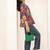 Navy blue tropical print angrakha style cotton kurta top