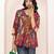 Navy blue tropical print angrakha style cotton kurta top