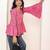 Navy blue tropical print angrakha style cotton kurta top