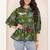 Navy blue tropical print angrakha style cotton kurta top