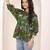 Navy blue tropical print angrakha style cotton kurta top