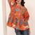 Navy blue tropical print angrakha style cotton kurta top