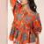 Navy blue tropical print angrakha style cotton kurta top