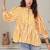 Navy blue tropical print angrakha style cotton kurta top