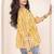 Navy blue tropical print angrakha style cotton kurta top