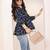 Navy blue tropical print angrakha style cotton kurta top