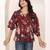 Navy blue tropical print angrakha style cotton kurta top