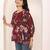 Navy blue tropical print angrakha style cotton kurta top