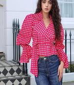 Navy blue tropical print angrakha style cotton kurta top