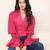 Navy blue tropical print angrakha style cotton kurta top