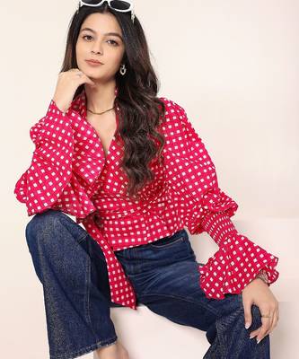 Navy blue tropical print angrakha style cotton kurta top 3