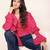 Navy blue tropical print angrakha style cotton kurta top