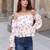 Navy blue tropical print angrakha style cotton kurta top